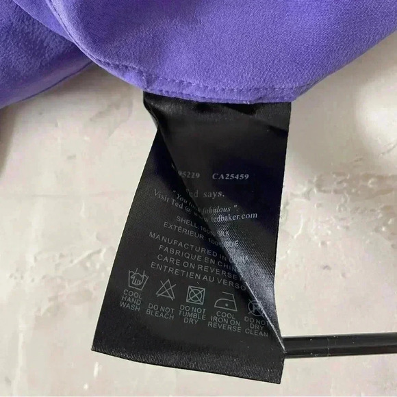 Ted Baker Purple Silk Y2K Puff Sleeves Dress Size 4 - Picture 9 of 10